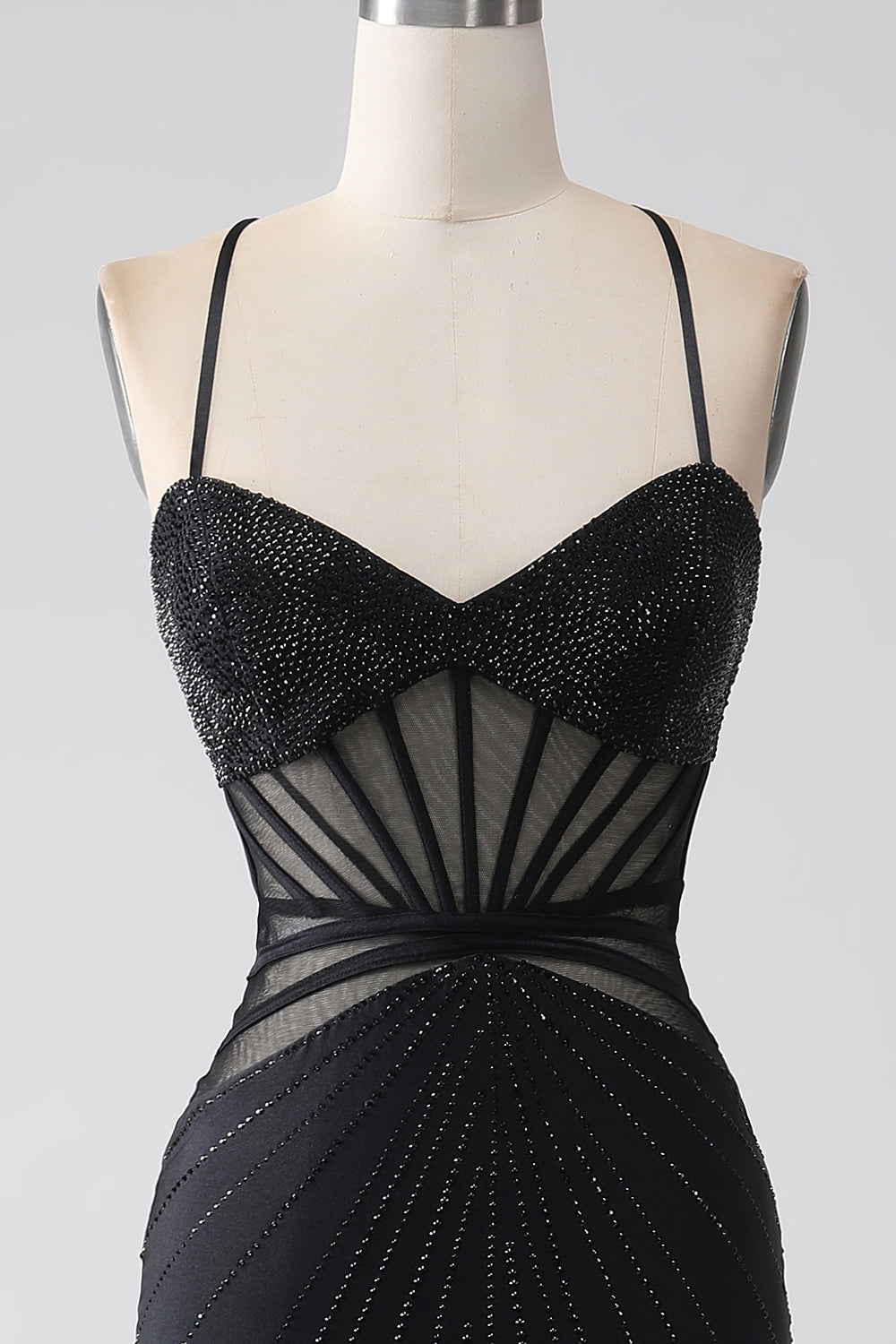 Czarna Gorsetowa Długa Sukienka Syrena Na Studniówkę Z Rozcięciem