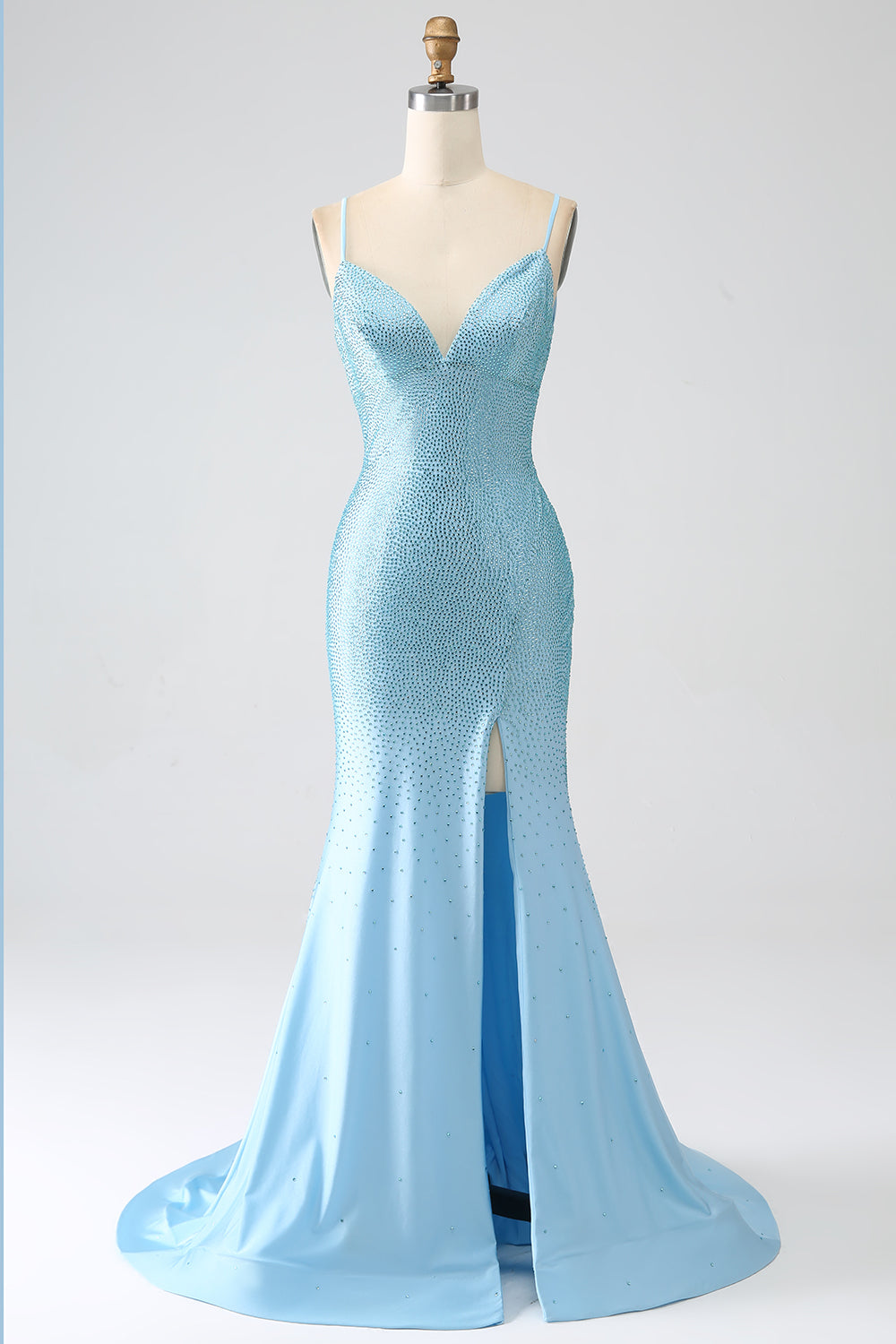 Błyszcząca Ciemnozielona Długa Sukienka Na Studniówkę Z Koralikami Z Rozcięciem