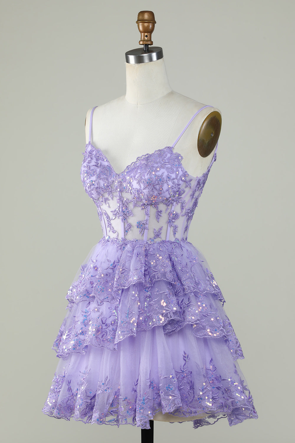 Wspaniałe paski spaghetti z linii ciemnoniebieski błyszczący gorset Homecoming Dress