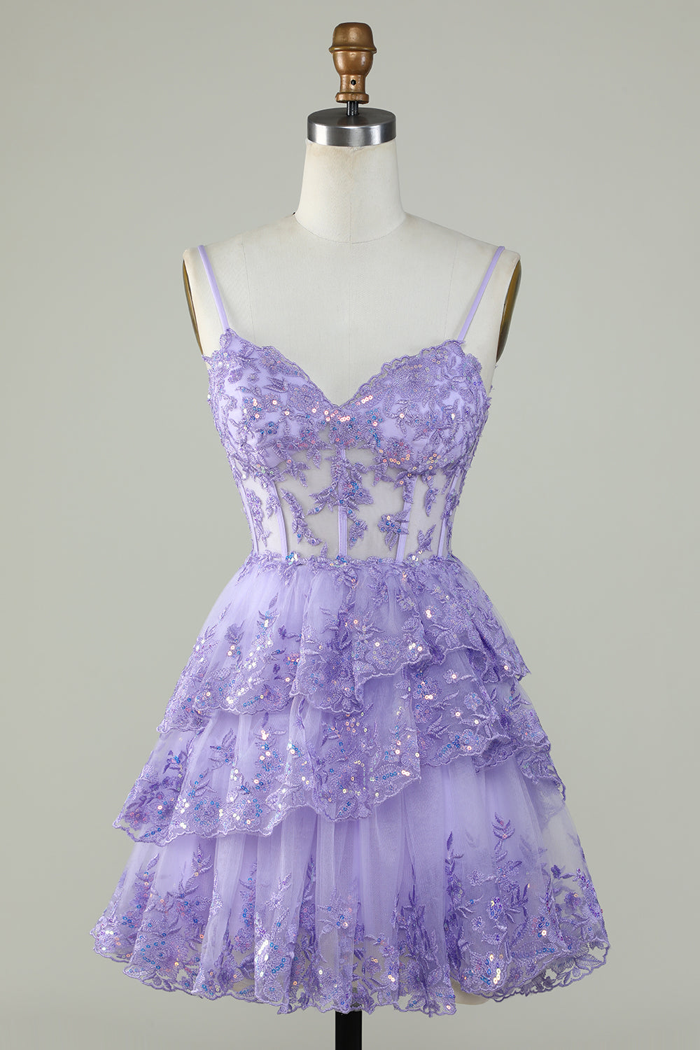 Wspaniałe paski spaghetti z linii ciemnoniebieski błyszczący gorset Homecoming Dress