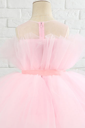 Różowa Sukienki Dla Dziewczynek na Wesele Asymetryczne