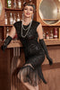 Załaduj obraz do przeglądarki galerii, Czarna Wielki Gatsby Sukienka Lata 20 z Cekinami