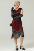 Załaduj obraz do przeglądarki galerii, Bordowa Sukienka Gatsby Lata 20 z Cekinami i Frędzlami