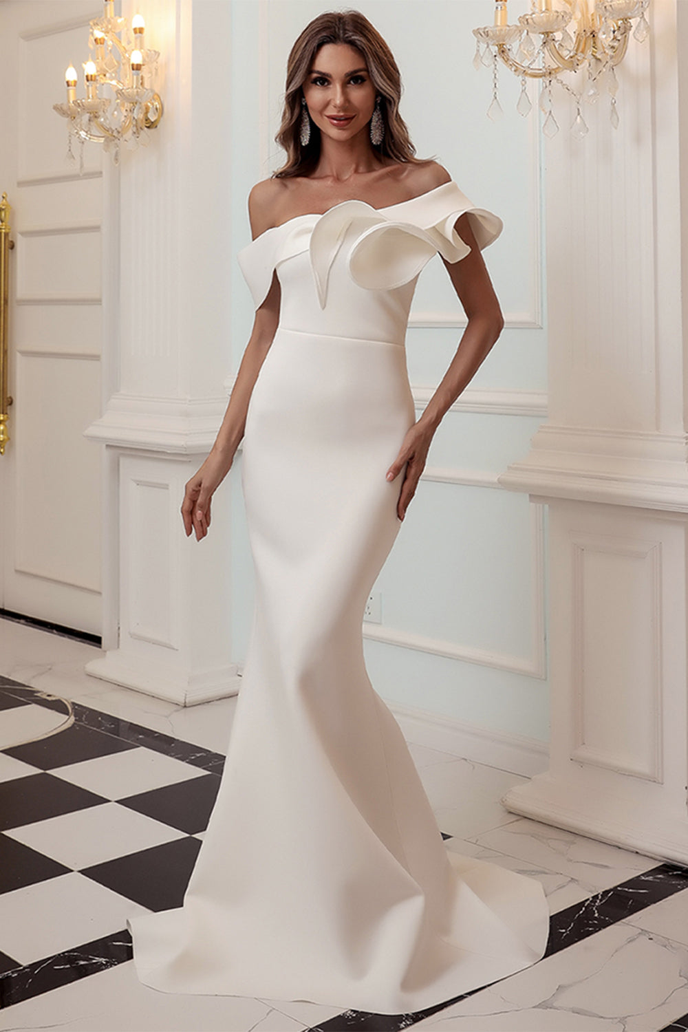 Syrenka Bordowa Sukienka na Studniówkę Na Jedno Ramię