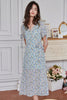 Załaduj obraz do przeglądarki galerii, Niebieska Sukienki Letnie Midi Kopertowa W Kwiaty