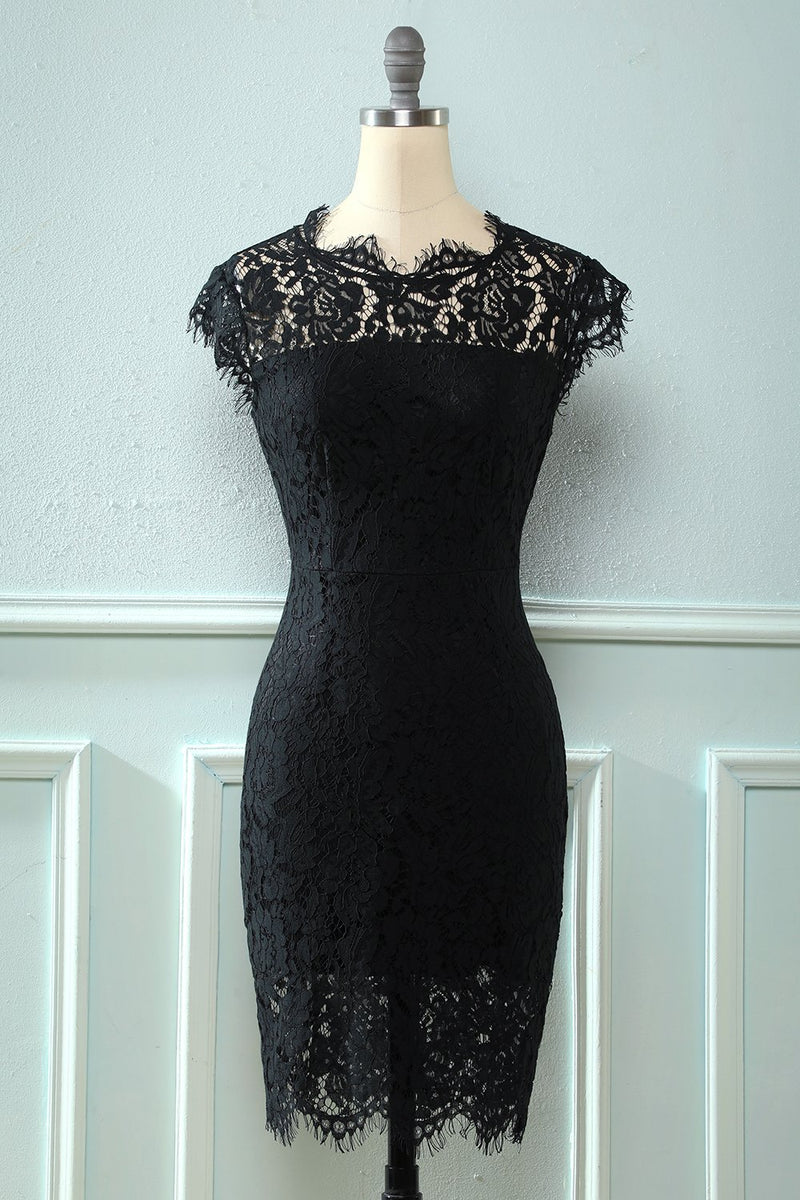 Załaduj obraz do przeglądarki galerii, Czarna koronkowa sukienka Bodycon