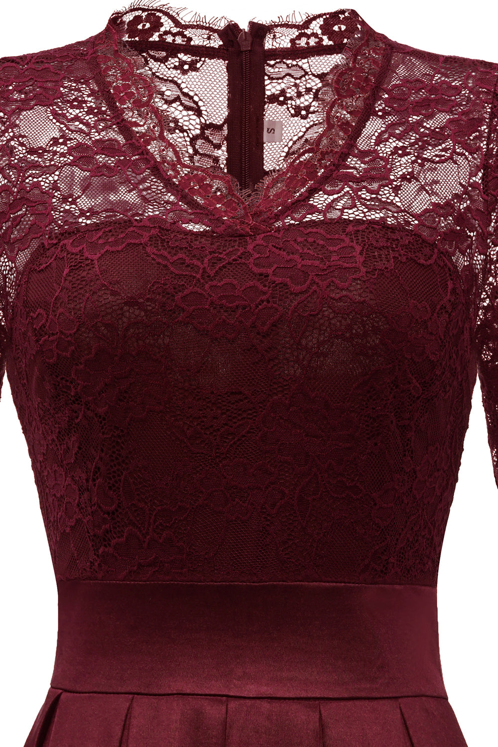 Bordowy Sukienki Koronkowe Z Rekawem