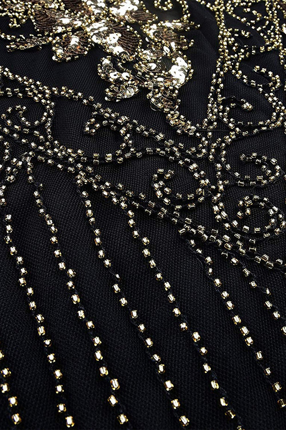 Czarna Damska Wielki Gatsby Sukienka z Frędzlami Lata 20