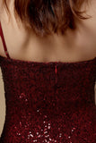Bordowa Sukienka Syrenka Wieczorowe z Cekinami