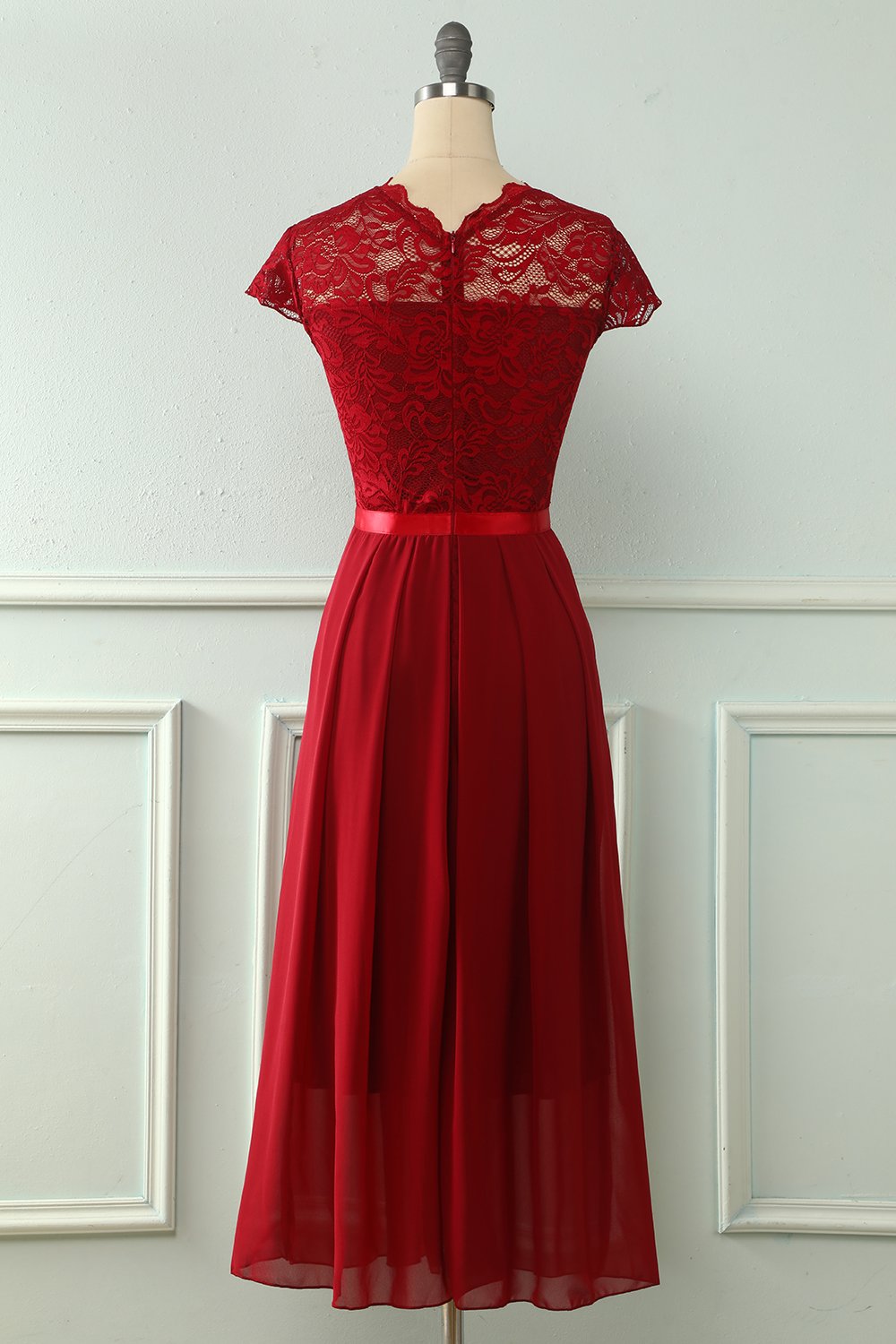 Granatowa sukienka Na Wesele Midi z Koronki