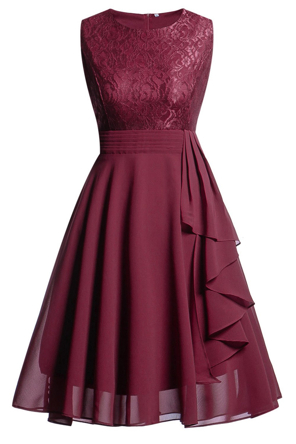 Granatowa koronkowa Sukienka Na Wesele z marszczeniami