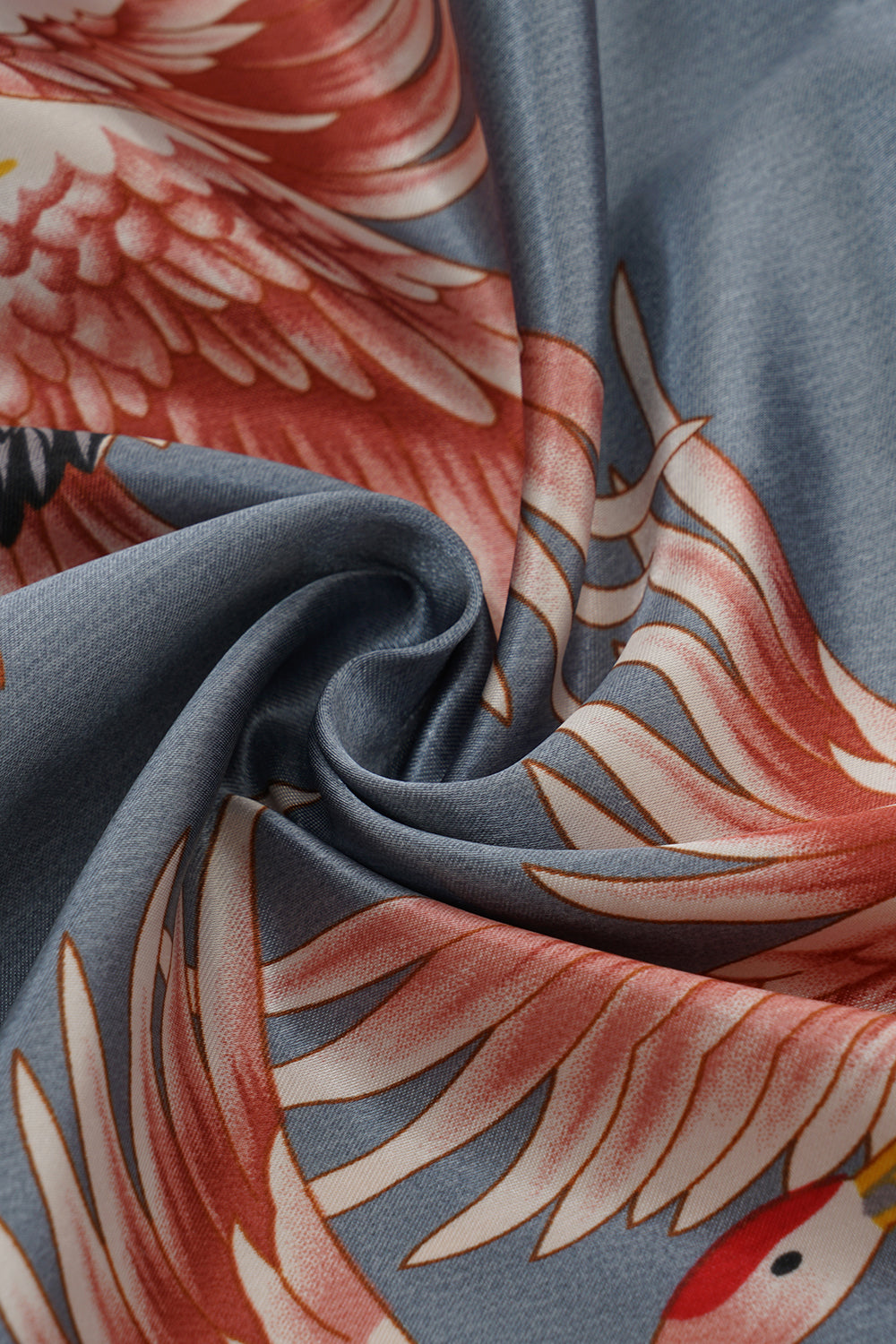 Burgundia Żuraw Drukowany Szlafrok Ślubny