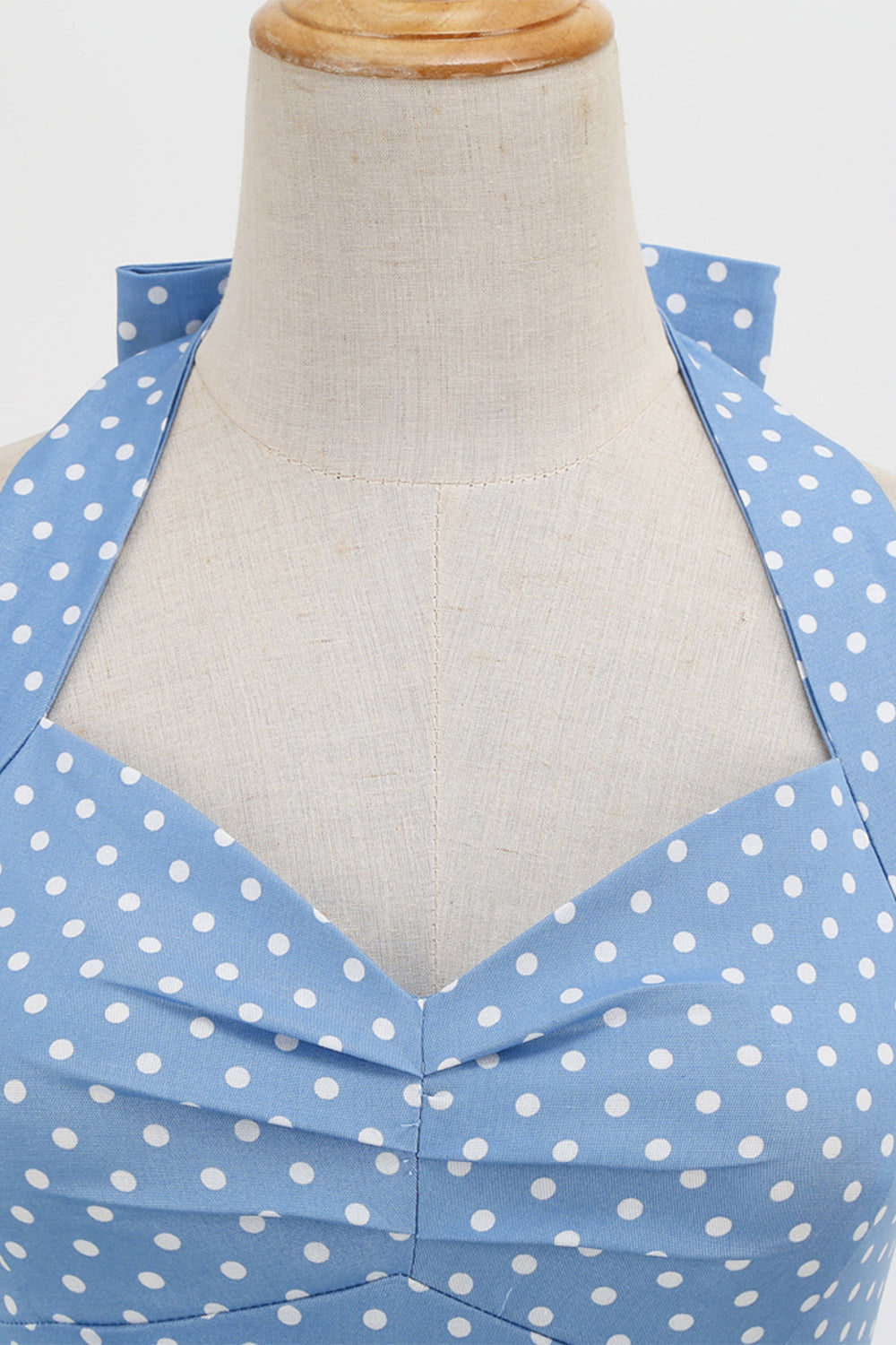 Retro Polka Dots Halter Open Back Sukienka