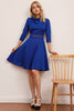 Załaduj obraz do przeglądarki galerii, Sukienka Vintage z Rękawami w kolorze Królewski Błękit