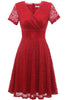 Załaduj obraz do przeglądarki galerii, Czerwona koronkowa sukienka z dekoltem w serek