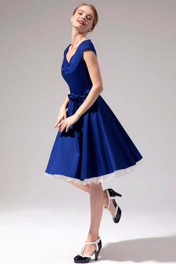 Królewska Niebieska Sukienka W Stylu Lat 50