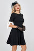 Załaduj obraz do przeglądarki galerii, Czarna Sukienka Vintage Lata 50 z Krótki Rękaw