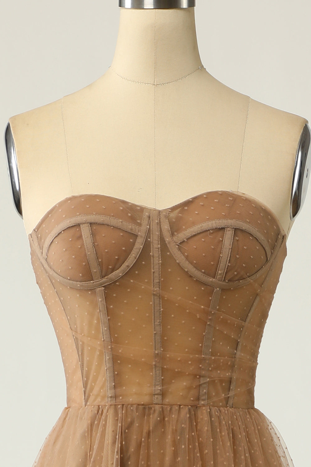 Khaki Tiulowe Gorset Sukienka Na Studniówkę Długa