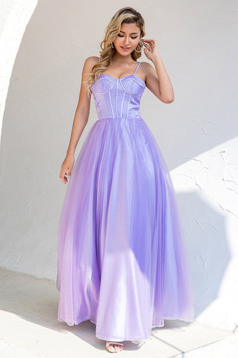 Fioletowa tiulowa sukienka na studniówkę