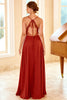 Załaduj obraz do przeglądarki galerii, Czerwona Cienkich Ramiączka Długa suknia druhny