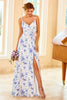 Załaduj obraz do przeglądarki galerii, Niebieska sukienka druhny w kwiatowy