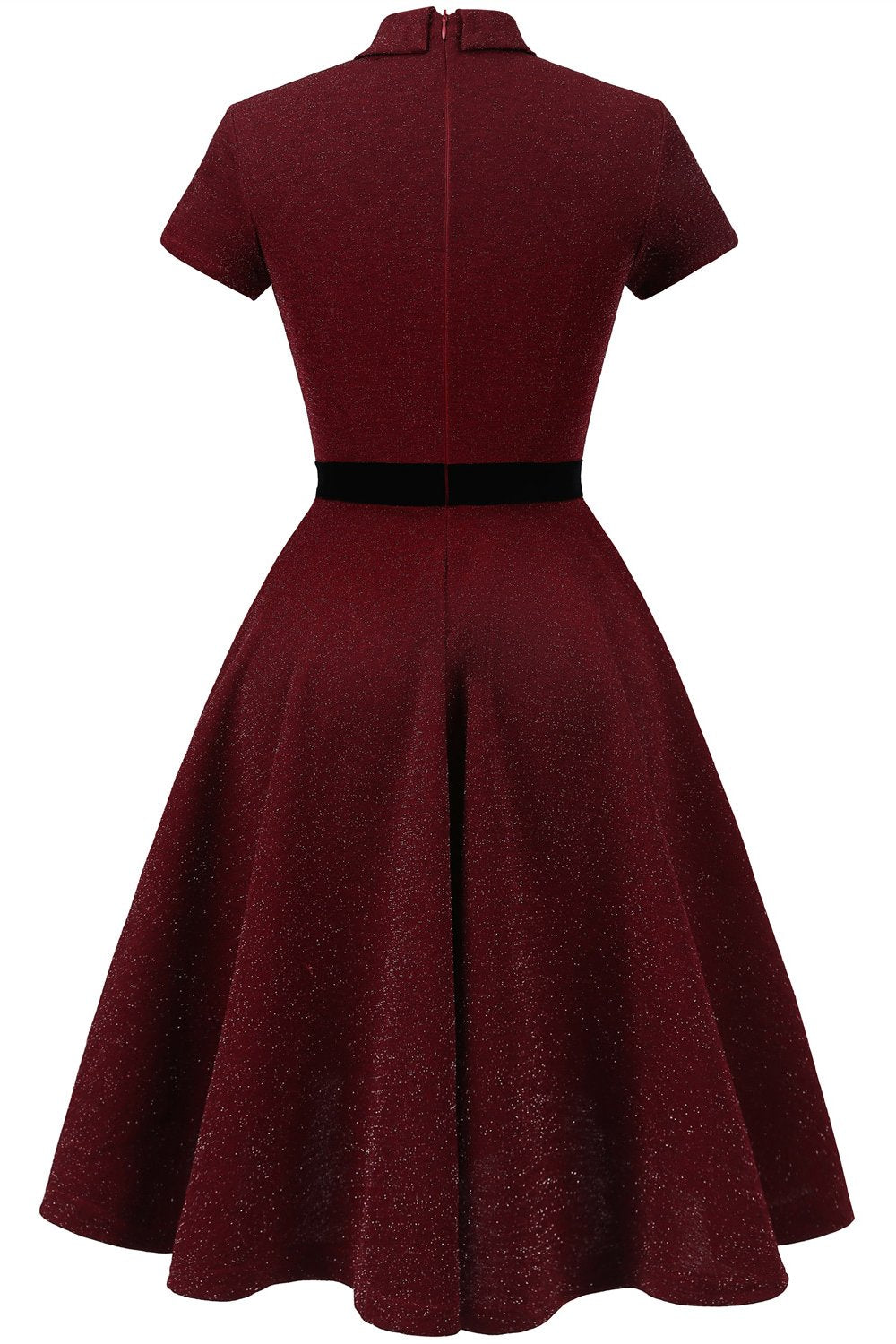 Burgundowa sukienka vintage z lat 50. z rękawami