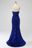 Załaduj obraz do przeglądarki galerii, Błyszcząca Królewski Niebieski Sukienki Syrenka Na Studniówke z Rozcięciem