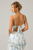 Załaduj obraz do przeglądarki galerii, Biała Niebieska Długa Sukienka Na Wesele z Falbanami