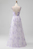 Załaduj obraz do przeglądarki galerii, Lawendowy Kwiat Cienkich Ramiączkach Sukienki Na Wesele Z Rozcięciem