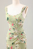 Załaduj obraz do przeglądarki galerii, Zielony Duży Kwiat Gorsetowe Sukienki Syrenka Na Wesele Z Falbanami
