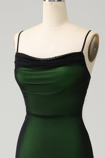 Czarne zielone ramiączka Spaghetti Syrenka Szyfonowa sukienka dla druhny