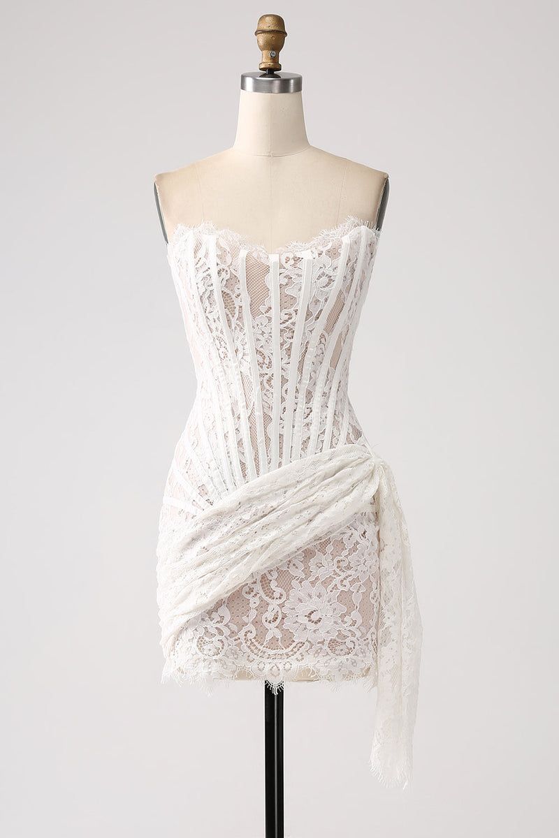 Załaduj obraz do przeglądarki galerii, Zamienny Biały Koronkowe Sukienki Komunijne Sznurowane Z Tyłu
