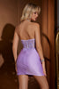 Załaduj obraz do przeglądarki galerii, Liliowy gorset Krótka sukienka Bodycon Homecoming z haftem