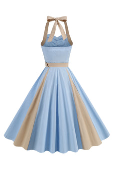 Niebieska sukienka A Line Halter Vintage 1950