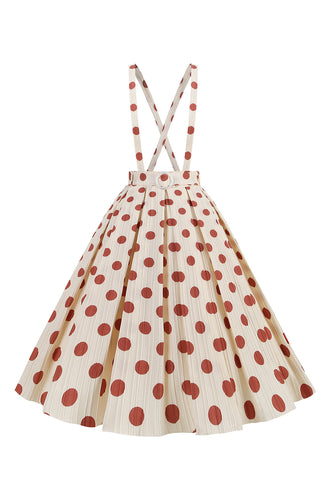 Morelowe kropki A Line Straps Kombinezon Vintage Sukienka
