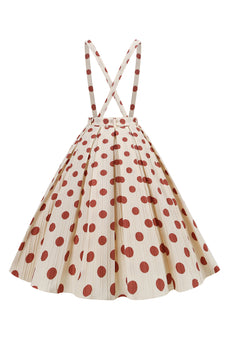 Morelowe kropki A Line Straps Kombinezon Vintage Sukienka