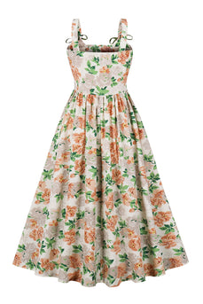 Różowa Sukienka W Kształcie Litery A Upiąć 1950 Z Nadrukiem Kwiatowym