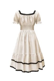 Morelowa Sukienka Vintage Z Kwadratowym Dekoltem I Krótkim Rękawem