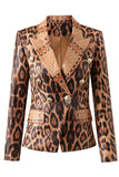 Leopard Print Peak Lapel Długie rękawy Damska marynarka