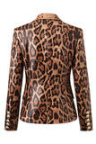 Leopard Print Peak Lapel Długie rękawy Damska marynarka