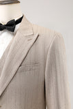 Ivory Peak Lapel Pinstripe Jednorzędowe 3-częściowe męskie garnitury balowe