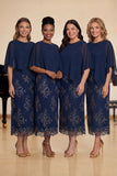 Granatowa sukienka midi choir z okrągłym dekoltem i owijaniem