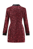 Błyszcząca bordowa marynarka damska bodycon maxi