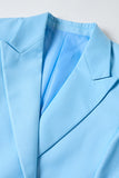 Niebieskie klapy z klapami 2-częściowe damskie garnitury z paskiem