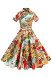 Sukienka Flower A Line Printed Vintage 1950