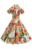 Sukienka Flower A Line Printed Vintage 1950