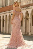 Blush 3D Flowers Mermaid Off the shoulder długa sukienka na bal plus size z rozcięciem