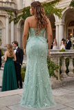 Sage Plus Size Mermaid z aplikacjami dla ukochanej długiej sukienki na bal z rozcięciem