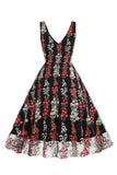 Kwiatowa Koronkowa Haftowana Elegancka Sukienka Vintage Bez Rękawów