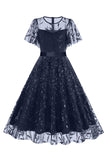 Morelowy Z Cekinami Liść Haftowana Siatkowa Nakładka Elegancka Sukienka W Stylu Vintage